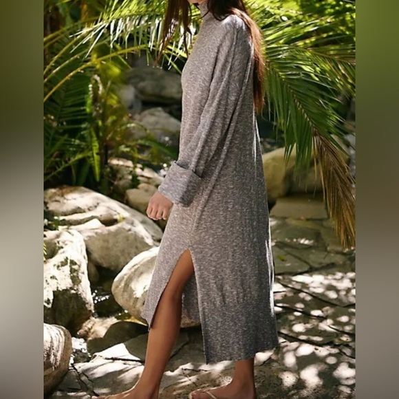 #74 NWT Free People Faye Sweater Midi in Steel Grey Combo - Picture 2 of 5